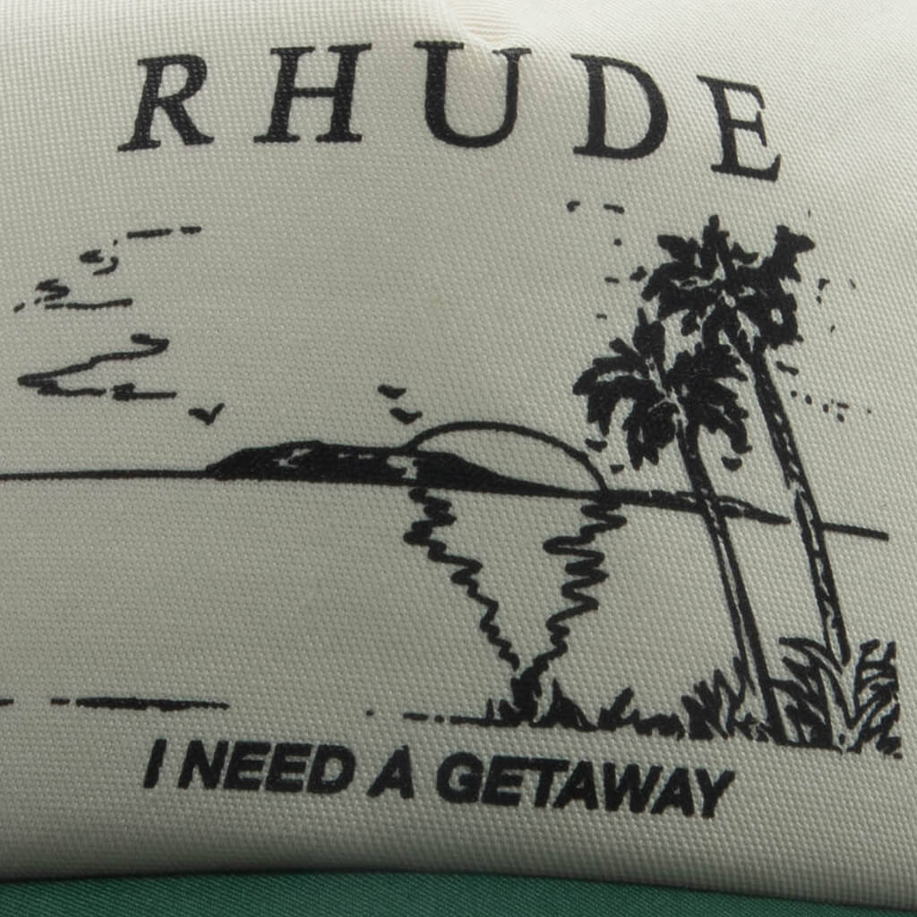 I Need A Getaway Trucker Hat Green White