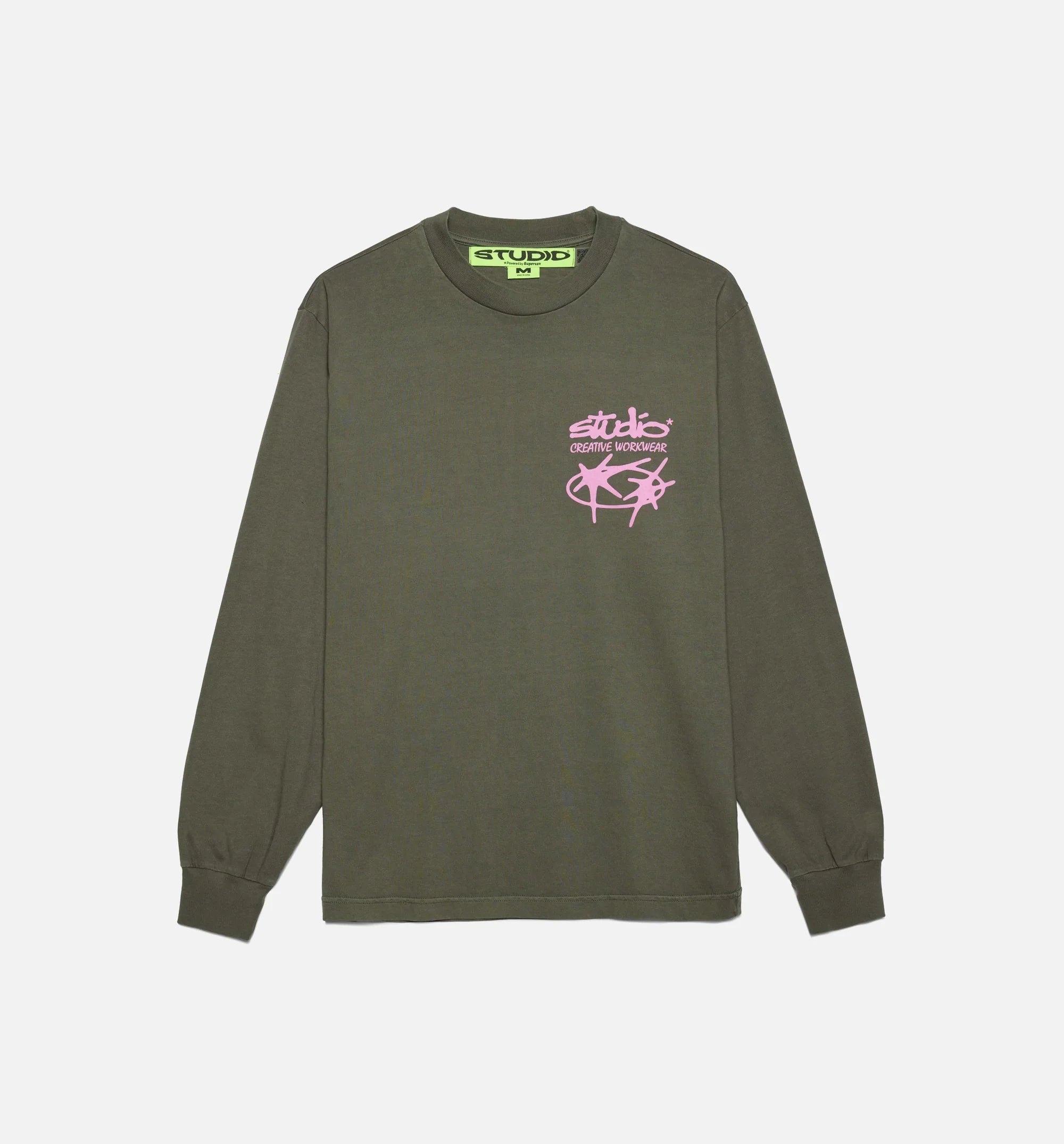 Studio Flora Mens Long Sleeve Shirt Olive