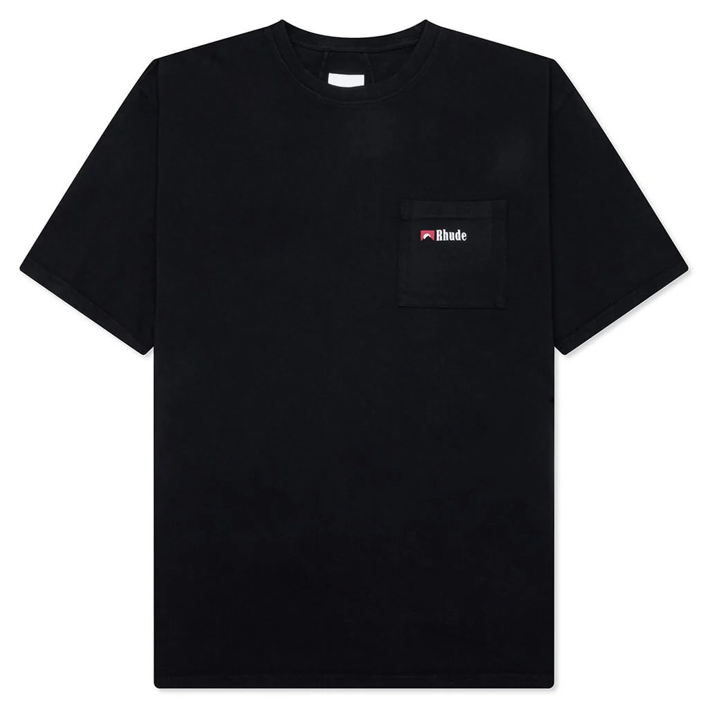Moonlight Wolf Pocket Tee Vintage Black White Red