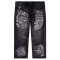 Rhinestone Face Jeans Black