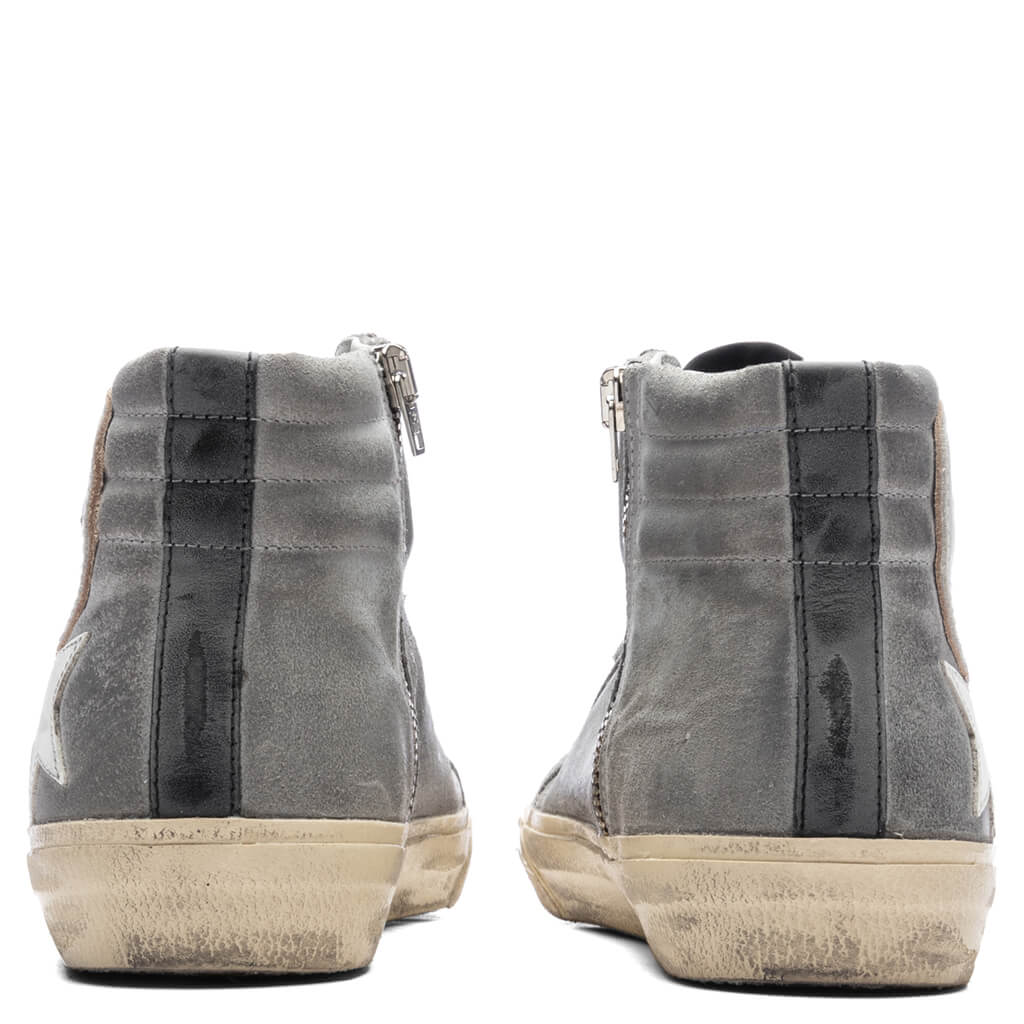 Slide Wax Suede Sneaker Mud White Black Silver