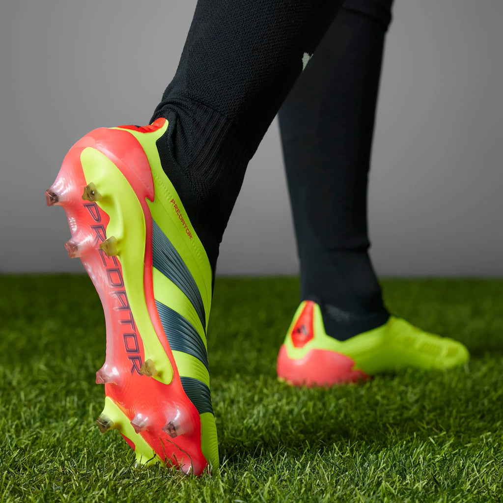 adidas Predator Elite Laceless FG Laceless Firm Ground Soccer Cleats Solar Yellow Black Solar Red