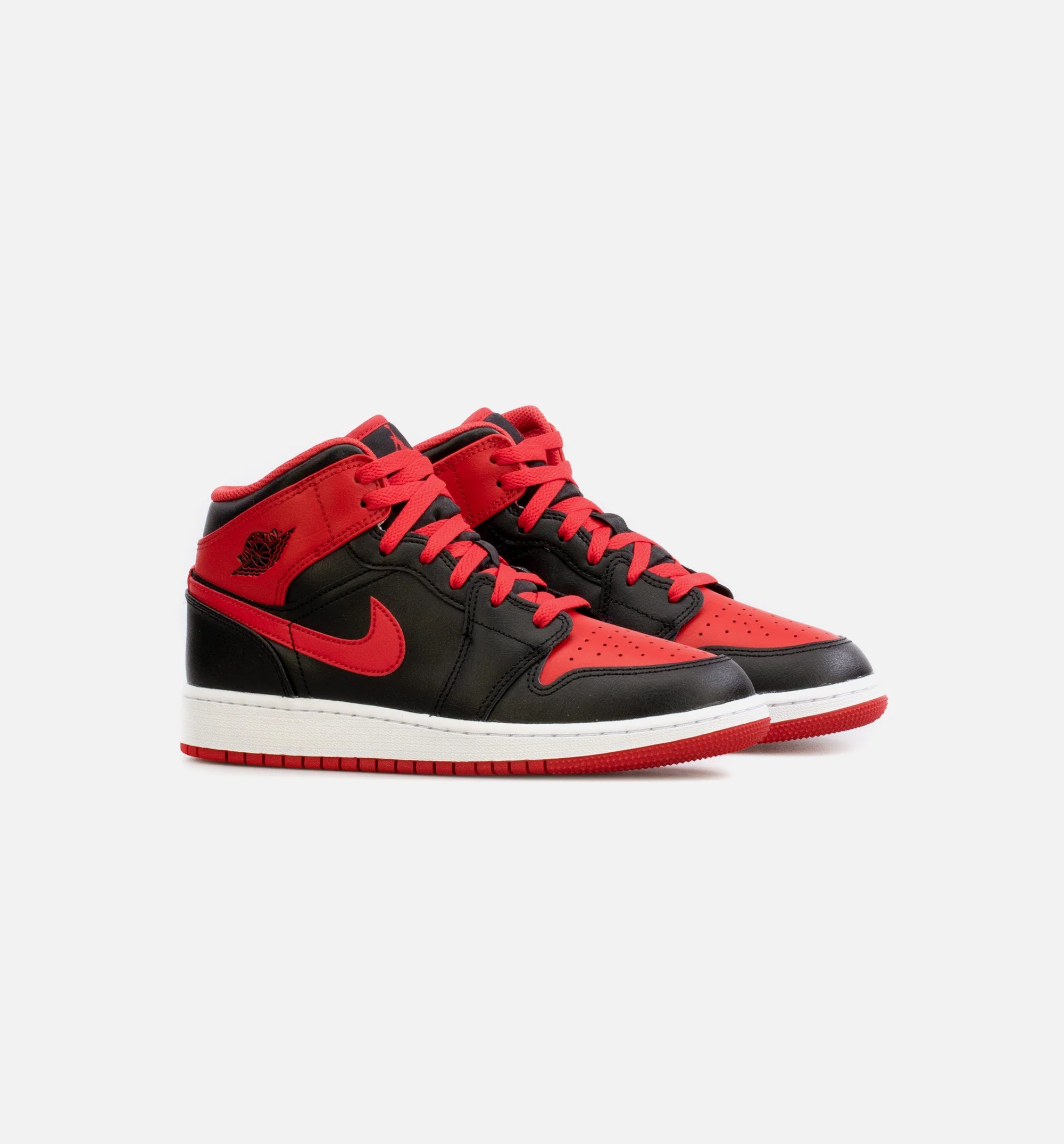 Air Jordan 1 Mid Alternate Red Grade School Lifestyle Shoe Black Red