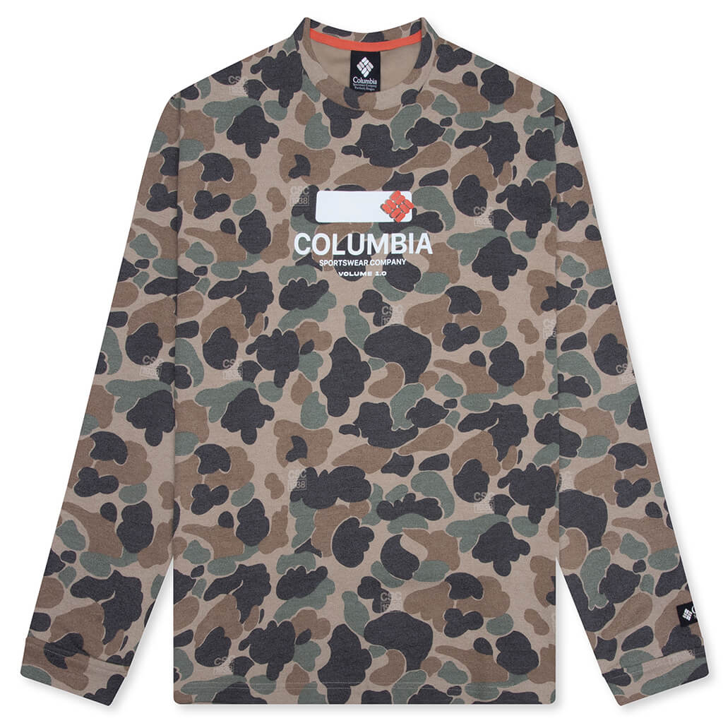 CSC 1938 V1 Printed L S Tee British Tan Duck Camo