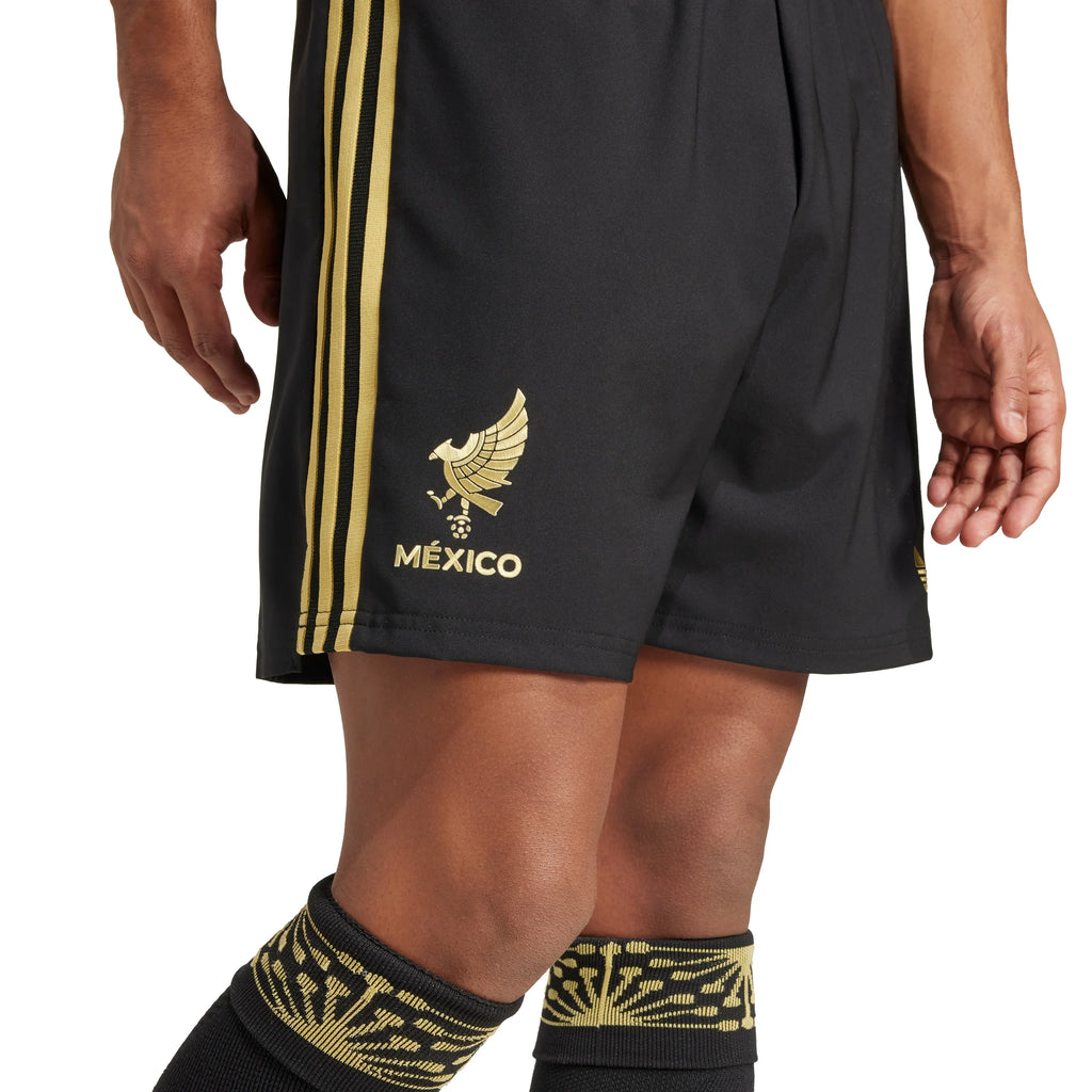 adidas Mexico 25 Gold Mens Soccer Shorts Black