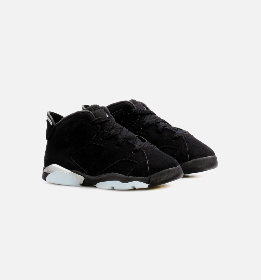 Air Jordan 6 Retro Metallic Silver Infant Toddler Lifestyle Shoe Black