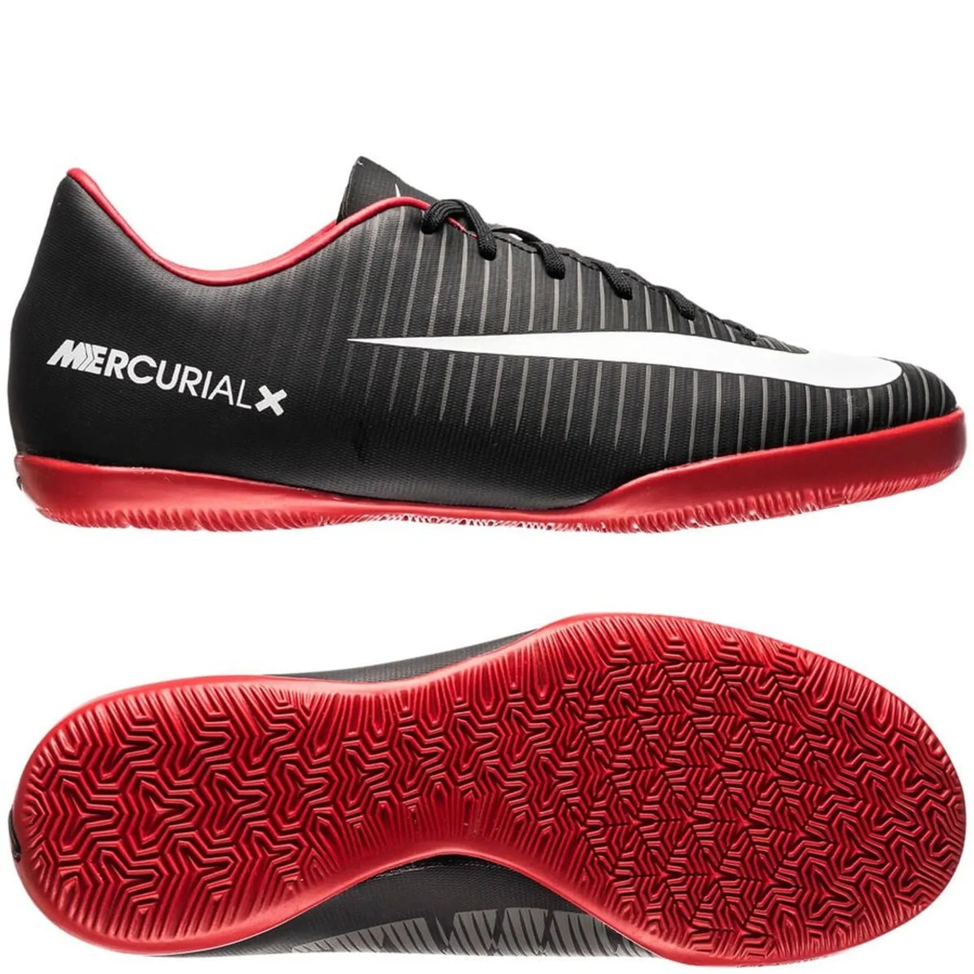 Nike Jr MercurialX Vapor XI IC Indoor Soccer Shoes Black White Grey Red