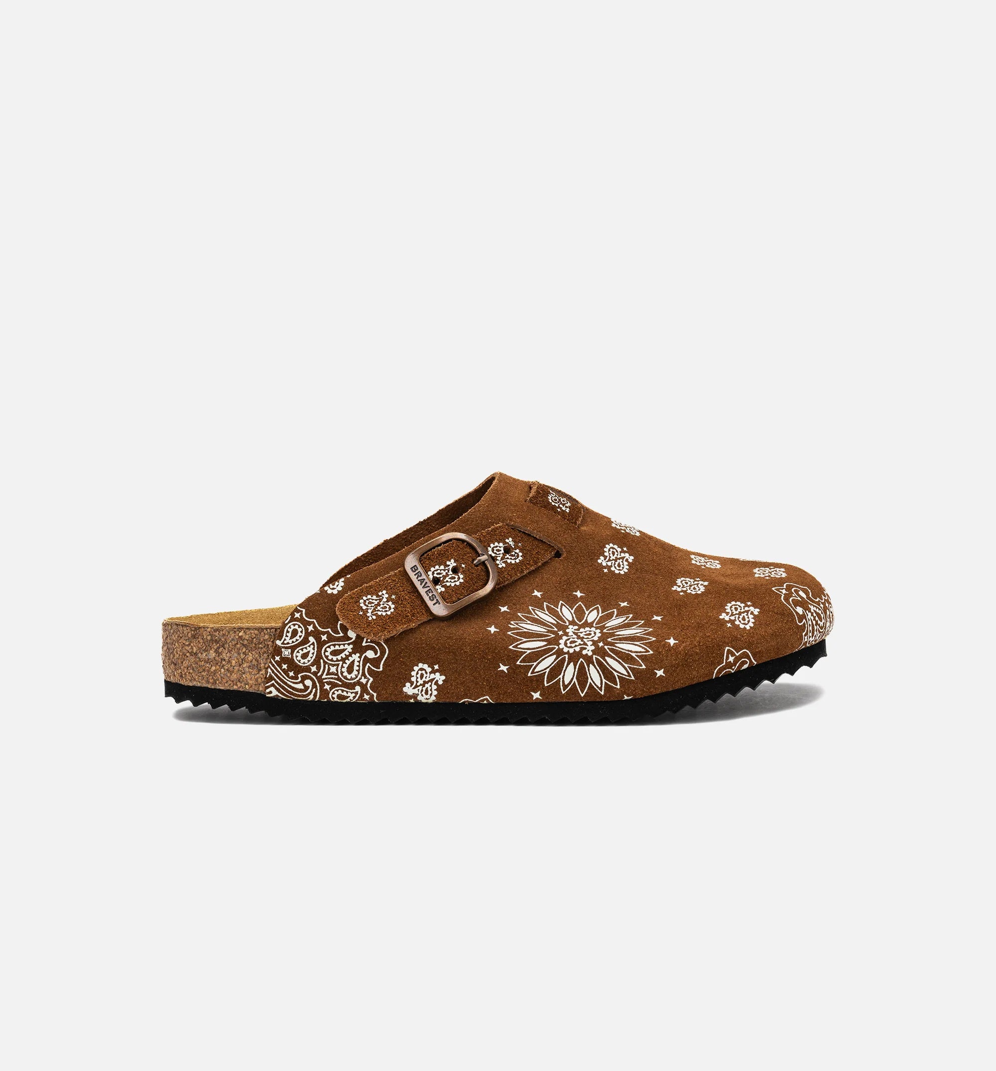 Two Tone Paisley Clog Mens Sandal Mocha White