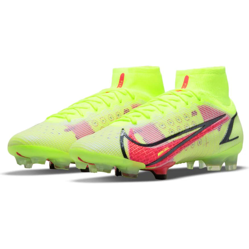 Nike Mercurial Superfly 8 Elite FG firm Ground Soccer Cleats Volt Bright Crimson