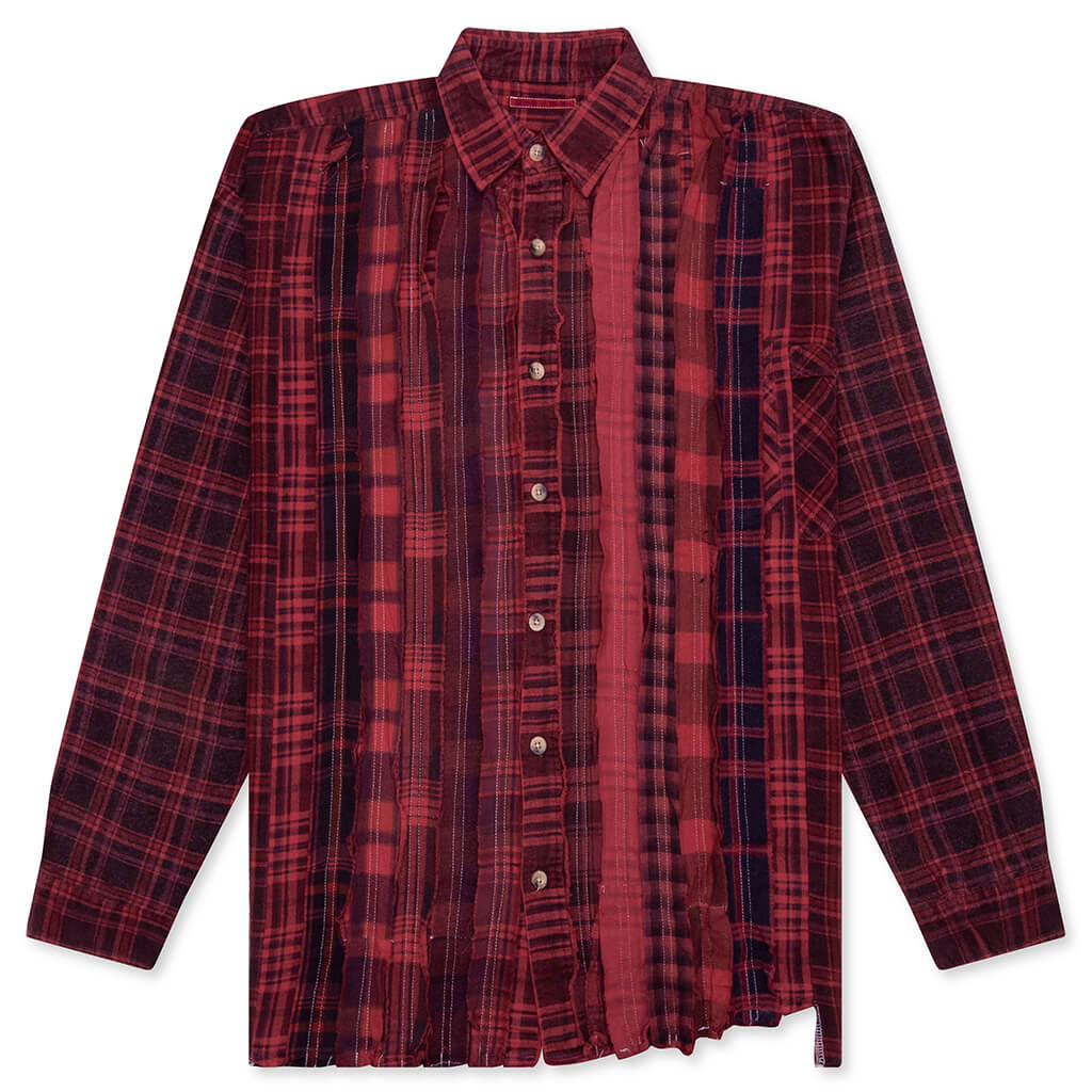 Ribbon Wide Over Dye Flannel Shirt Red