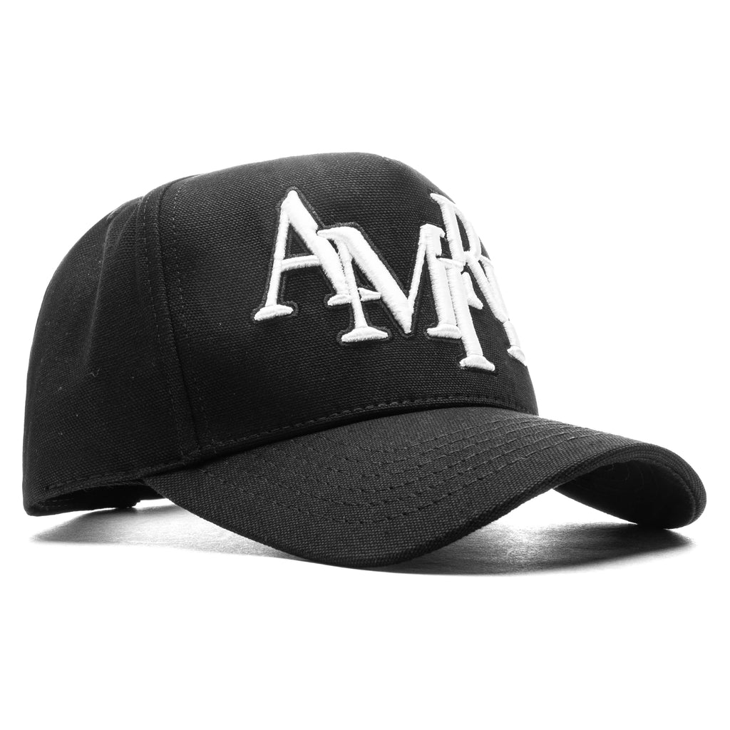 Staggered Amiri Canvas Hat Black White
