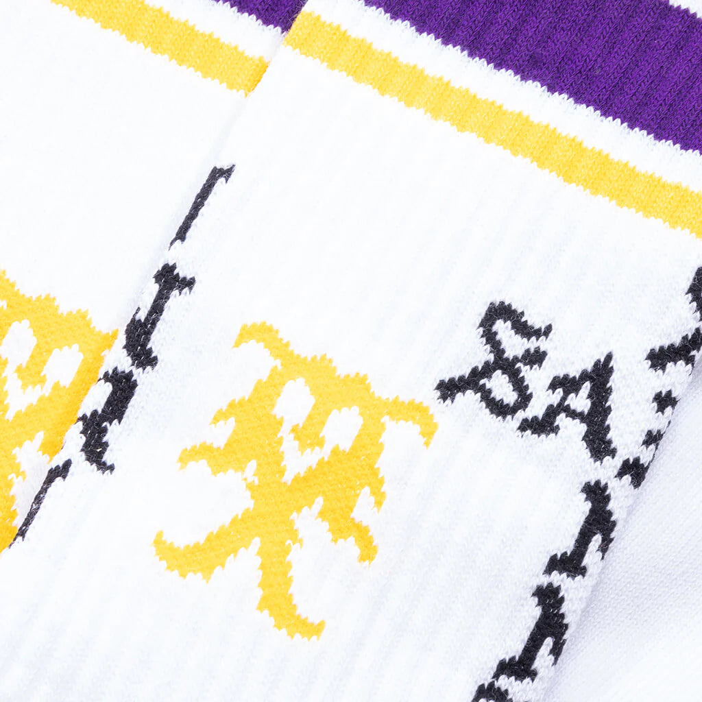 Saint Sinner Socks White Purple