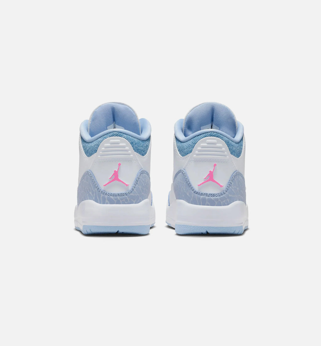 Air Jordan 3 Retro Cobalt Bliss Preschool Lifestyle Shoe White Cobalt Bliss Football Grey Pink Glow