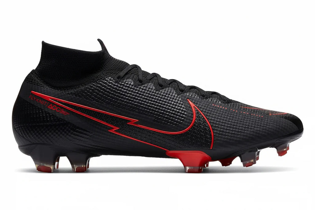 Nike Mercurial Superfly 7 Elite FG Firm Ground Mens Soccer Cleats Black Chile Red Dark Smoke Grey