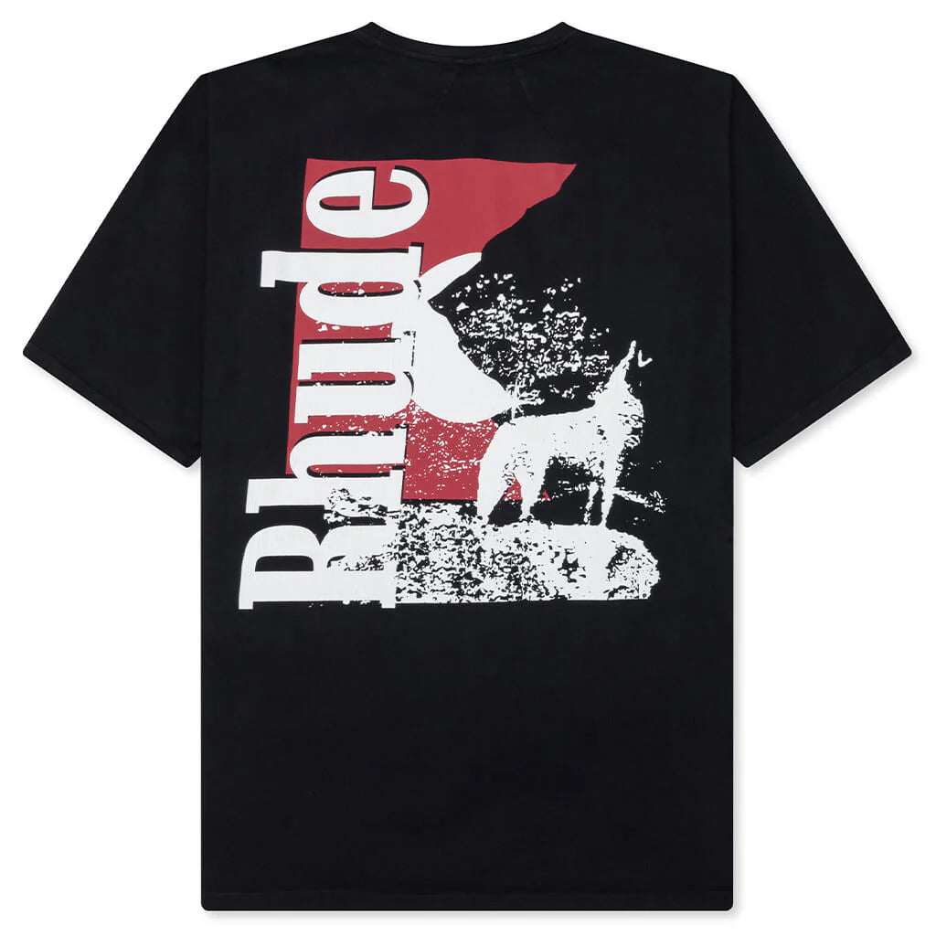 Moonlight Wolf Pocket Tee Vintage Black White Red