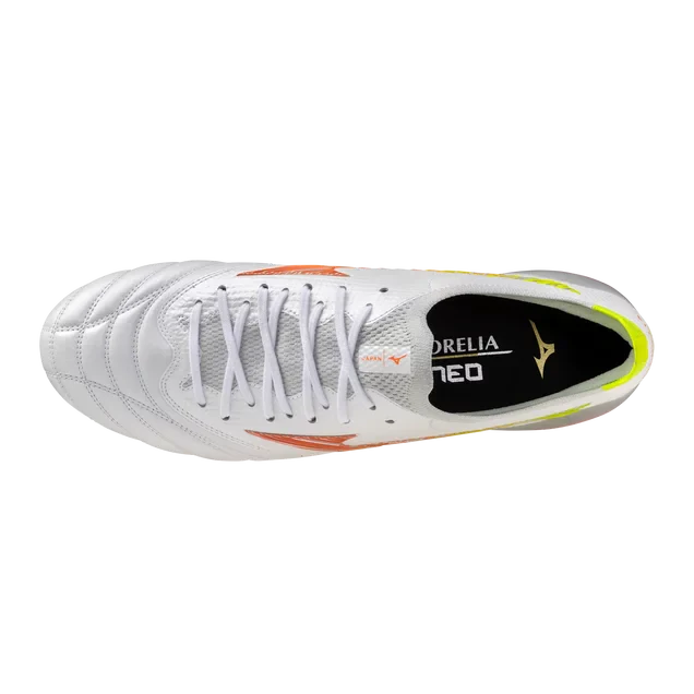Mizuno Morelia Neo V Beta Japan FG Mens Soccer Cleats White Orange
