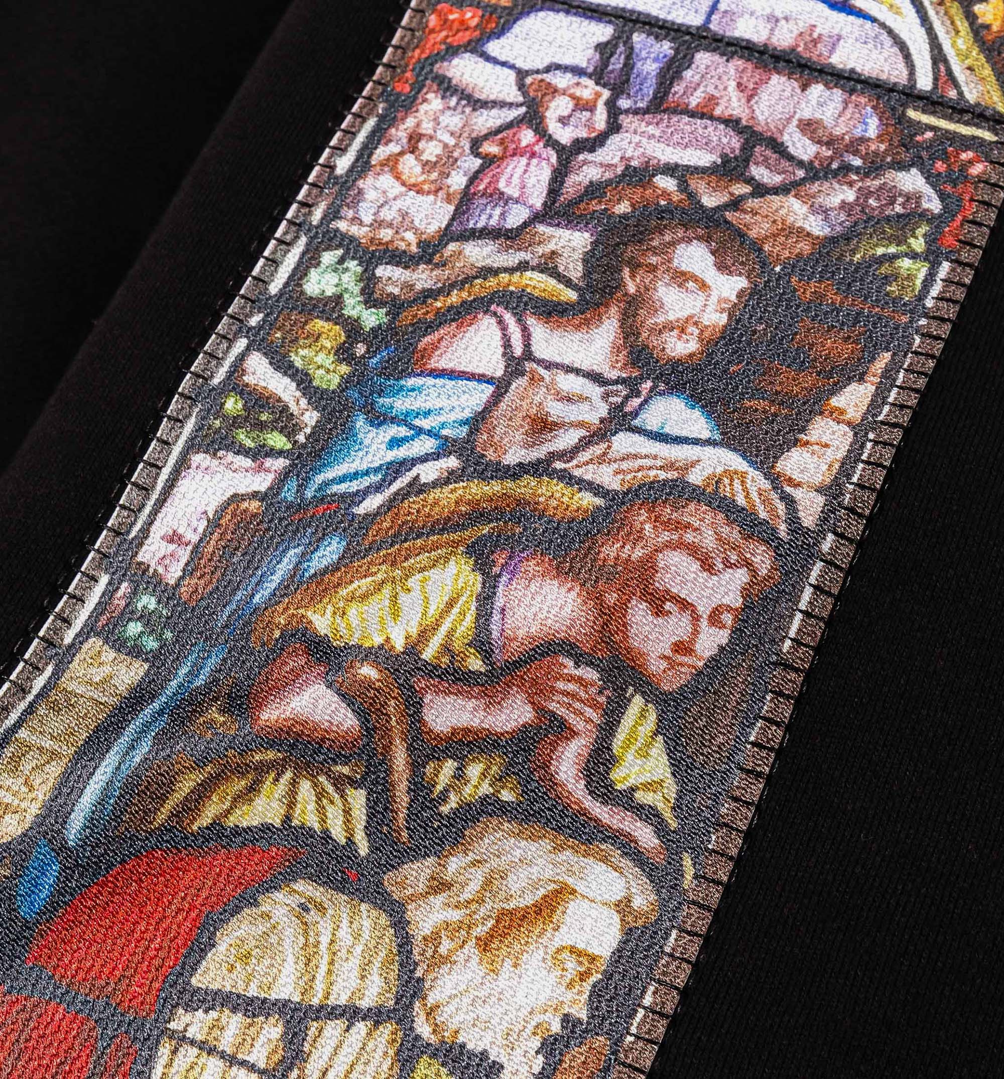 Biblical All Over Print Washed Mens Hoodie Black White