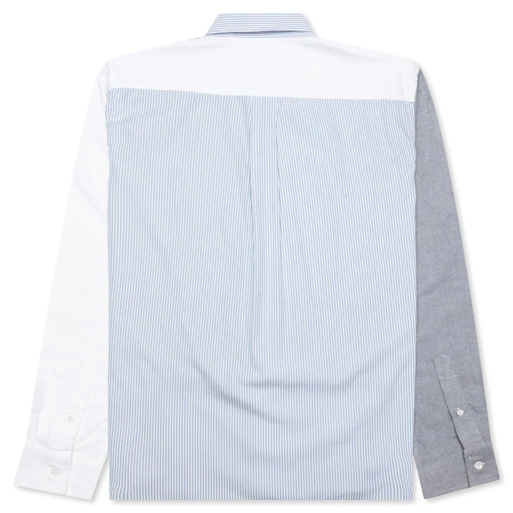 Classic Fit Patchwork Shirt Light Blue Grey