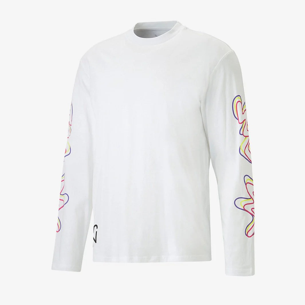 PUMA Neymar JR Creativity Long Sleeve T Shirt White Fluo Yellow Limited Edition