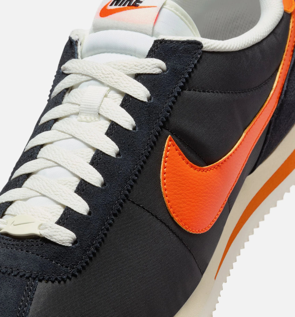 Cortez Textile Mens Lifestyle Shoe Black Safety Orange Sail Muslin