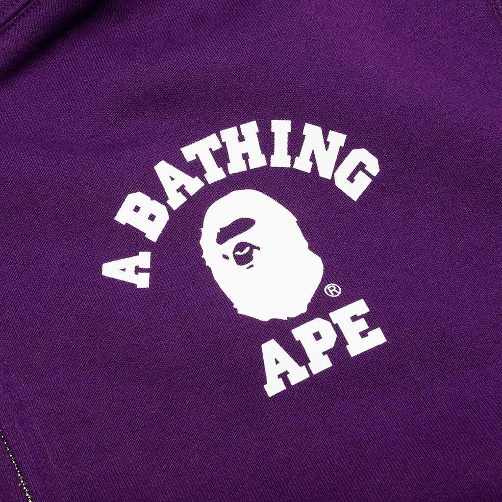 College Relaxed Fit Full Zip Hoodie Purple