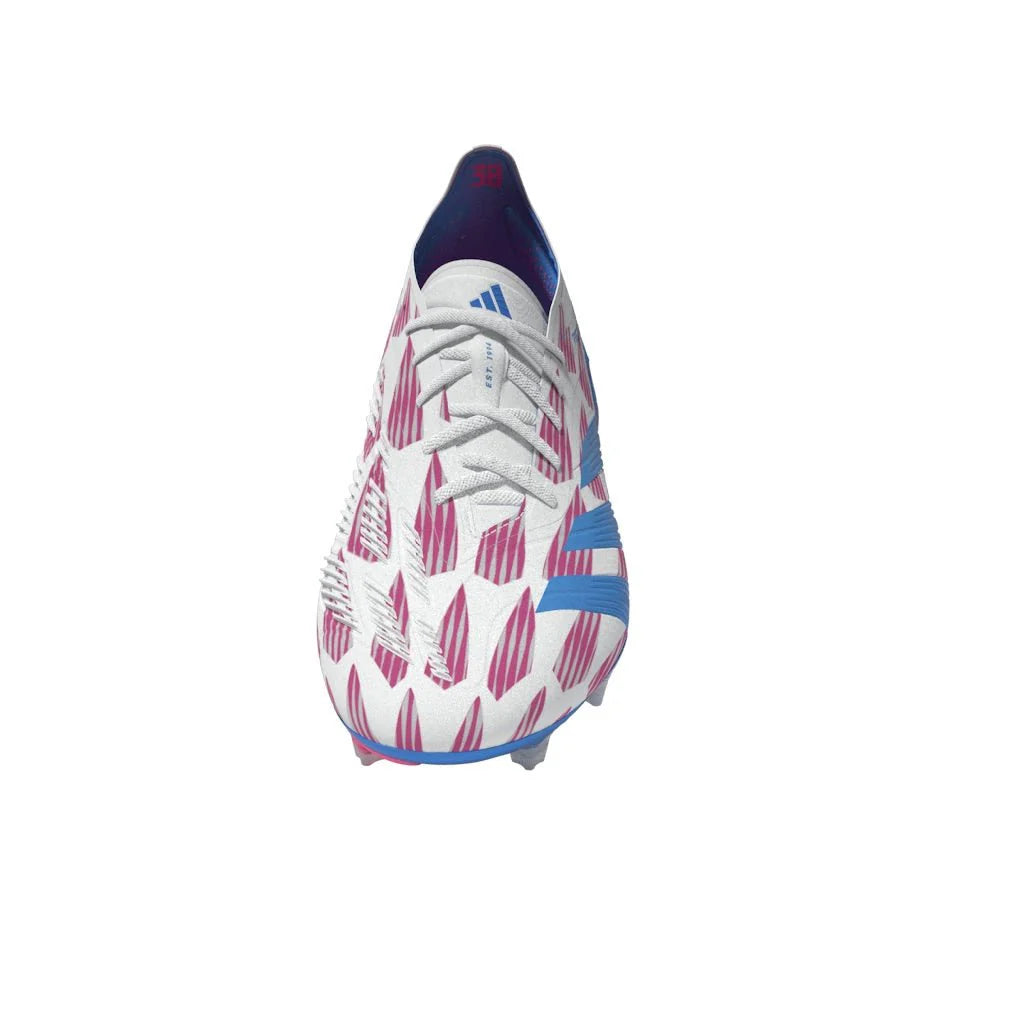 adidas Predator Elite FG Mens Firm Ground Soccer Cleats White Solar Blue Solar Pink