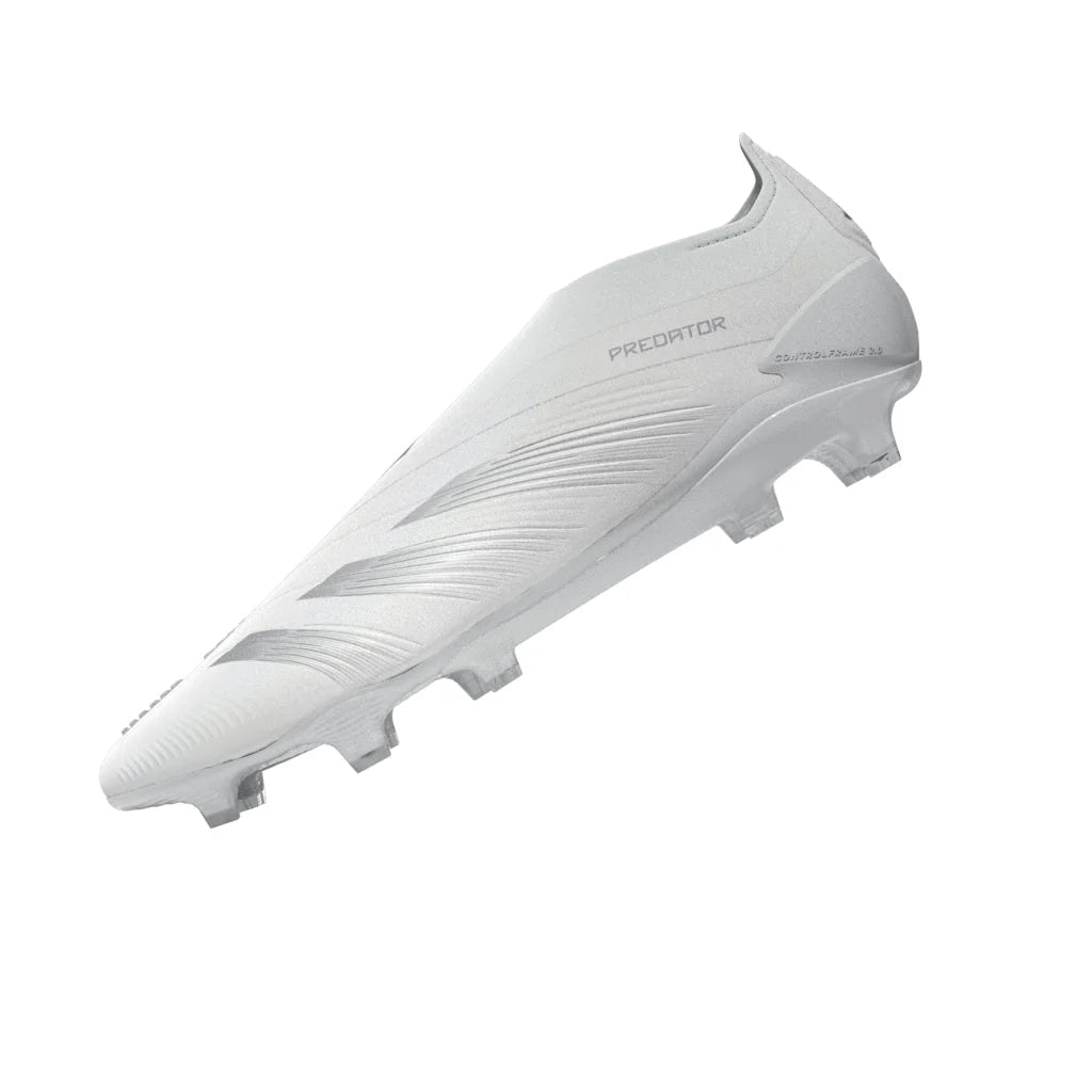 adidas Predator Elite Laceless FG Firm Ground Soccer Cleats White Silver Metallic White