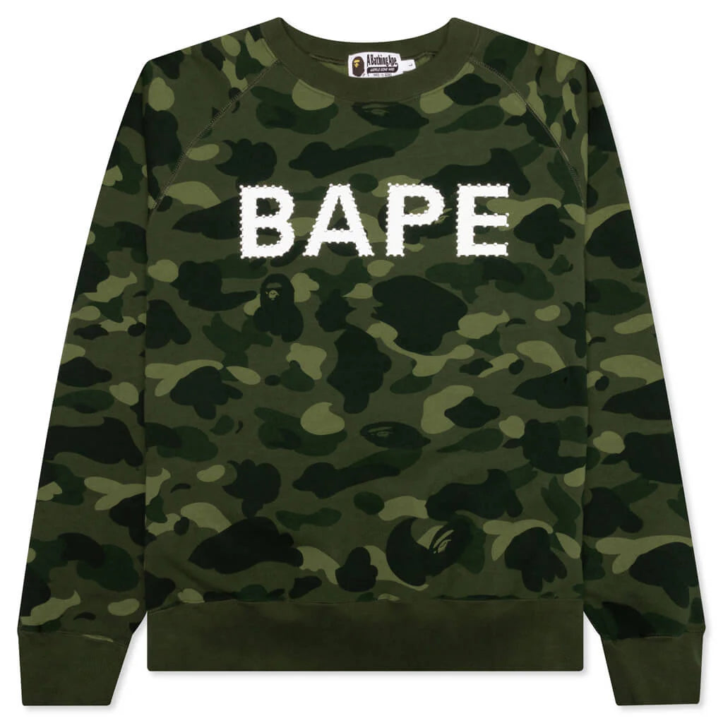 Color Camo Crystal Stone Relaxed Fit Crewneck Green
