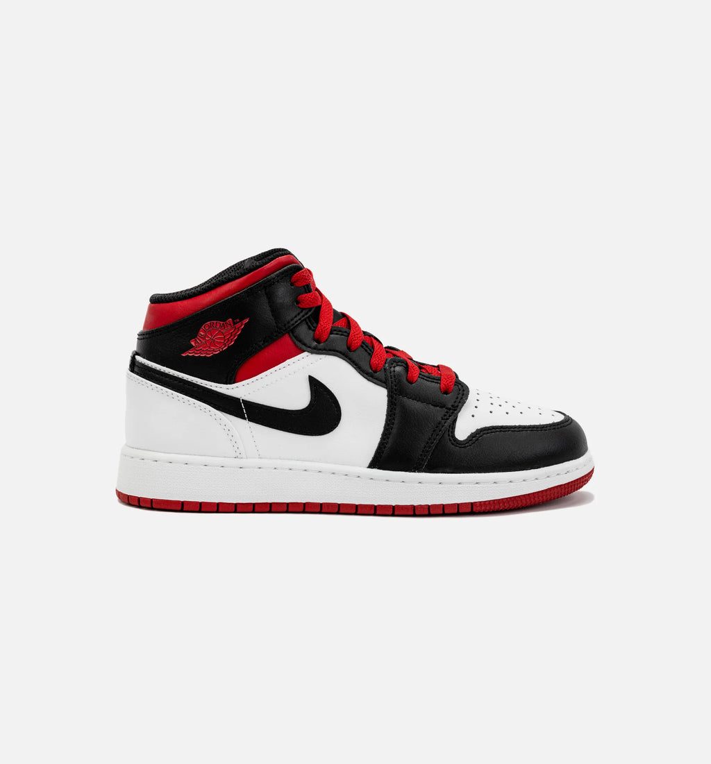 Air Jordan 1 Retro Mid Gym Red Grade School Lifestyle Shoe Black Red