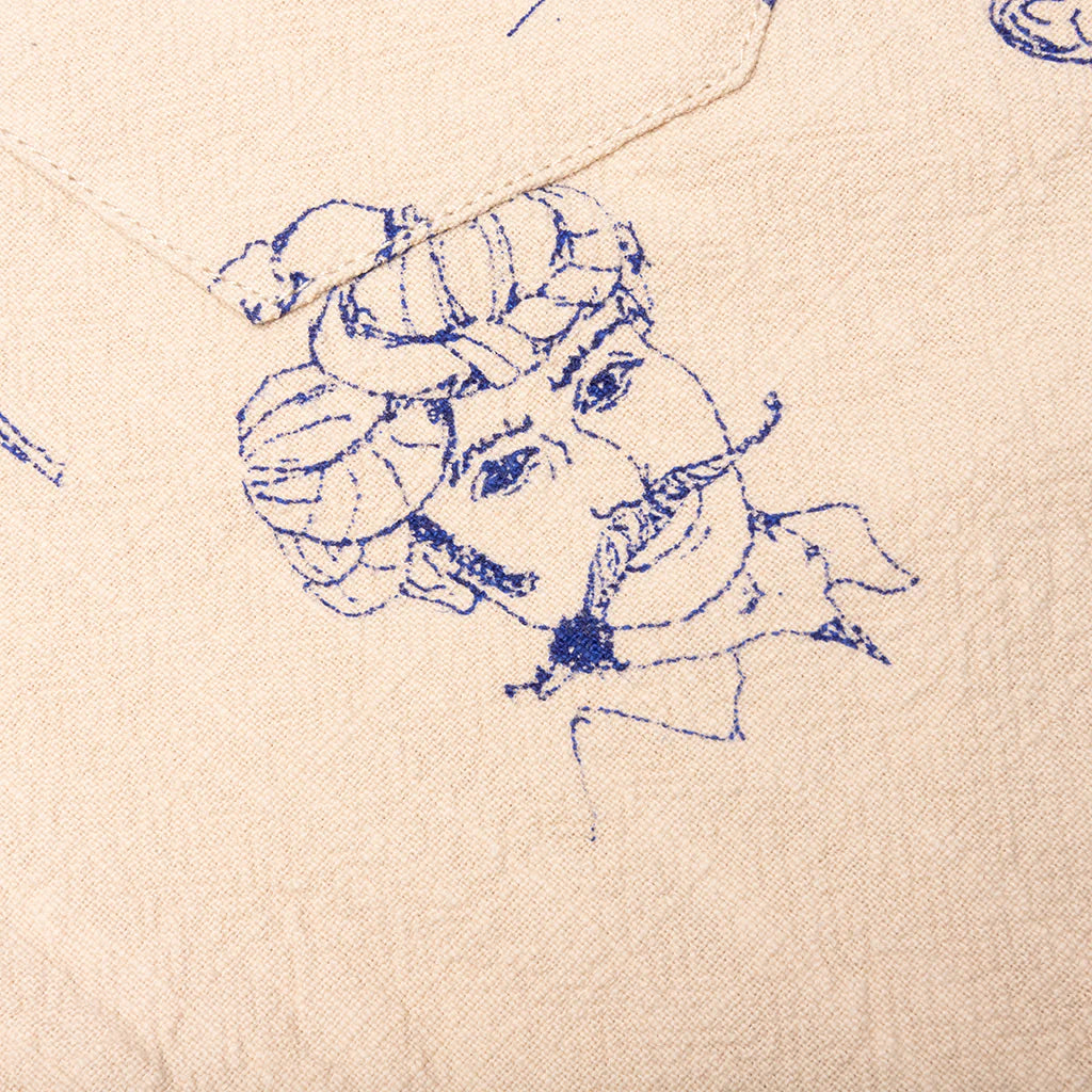 Doodles Linen Coat Tan