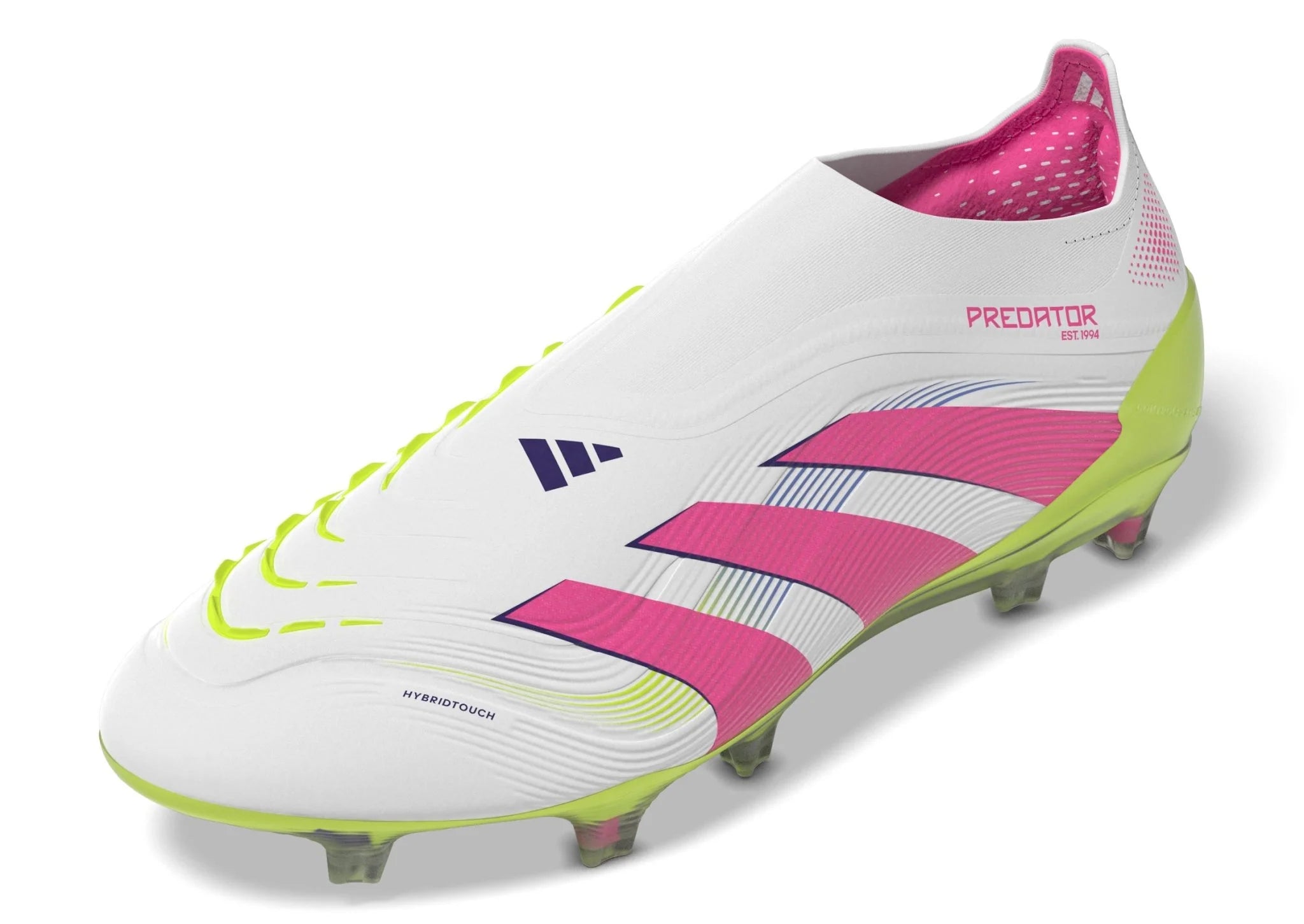 adidas Predator Elite Laceless FG Laceless Firm Ground Soccer Cleats White Lucid Pink Lucid Lemon