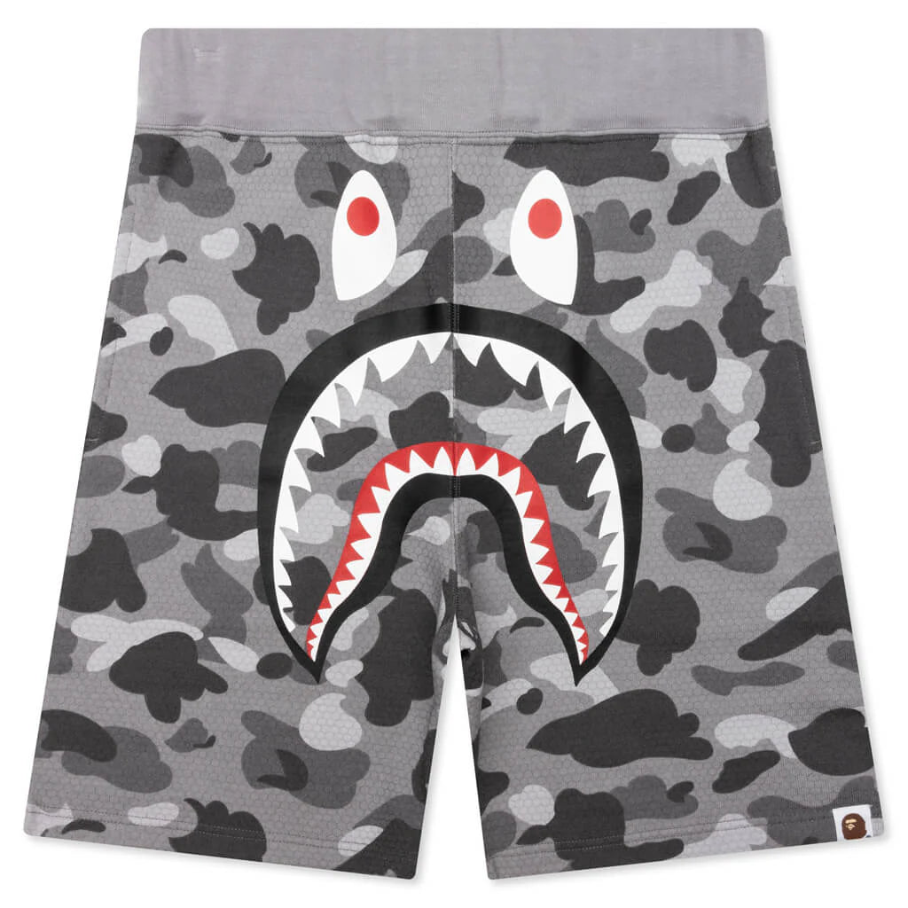 Honeycomb Camo Shark Sweat Shorts Grey