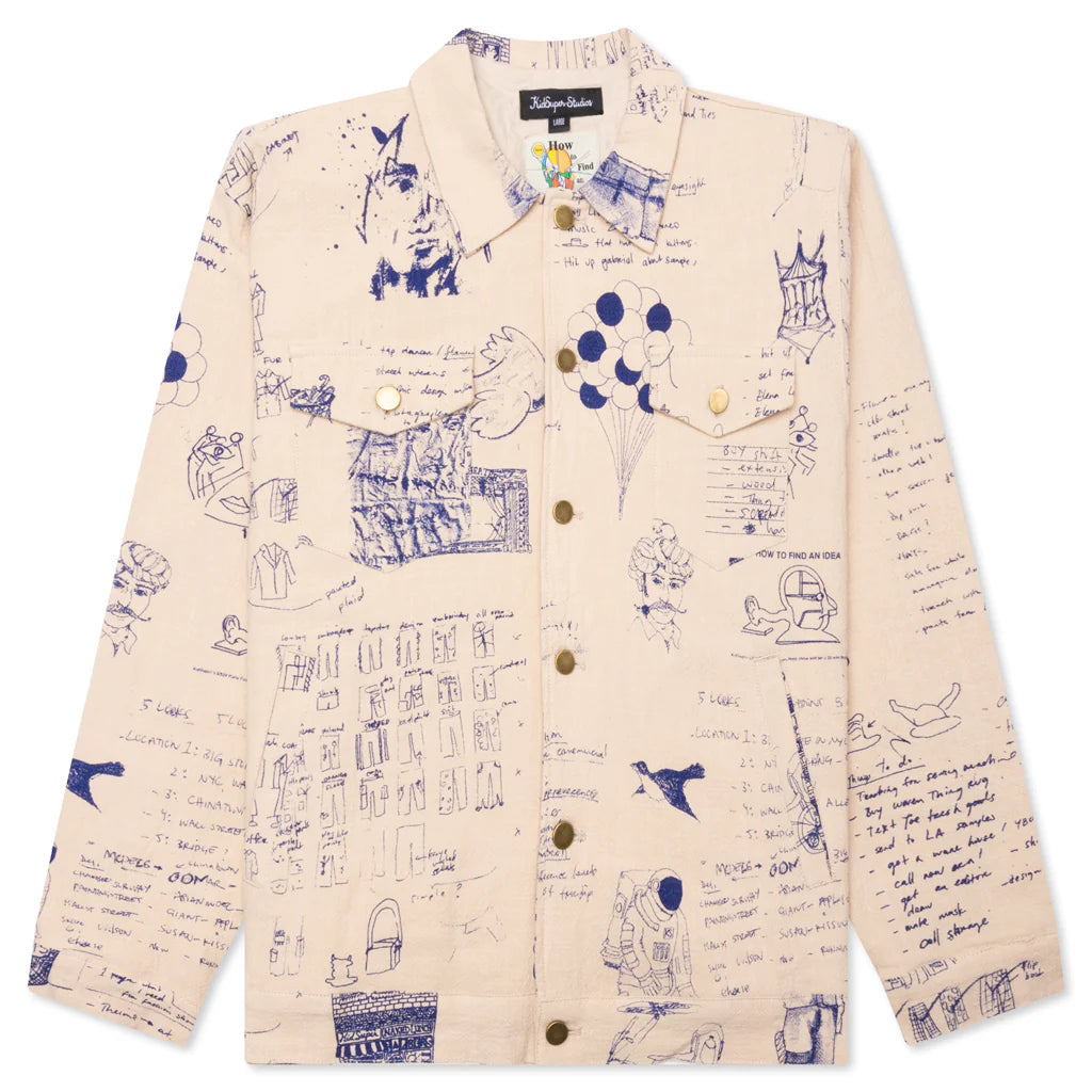 Doodles Linen Coat Tan