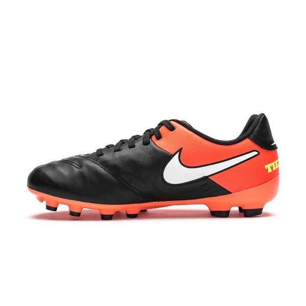 Nike Tiempo Genio II Leather FG Firm Groun Soccer Cleats Black White Orange