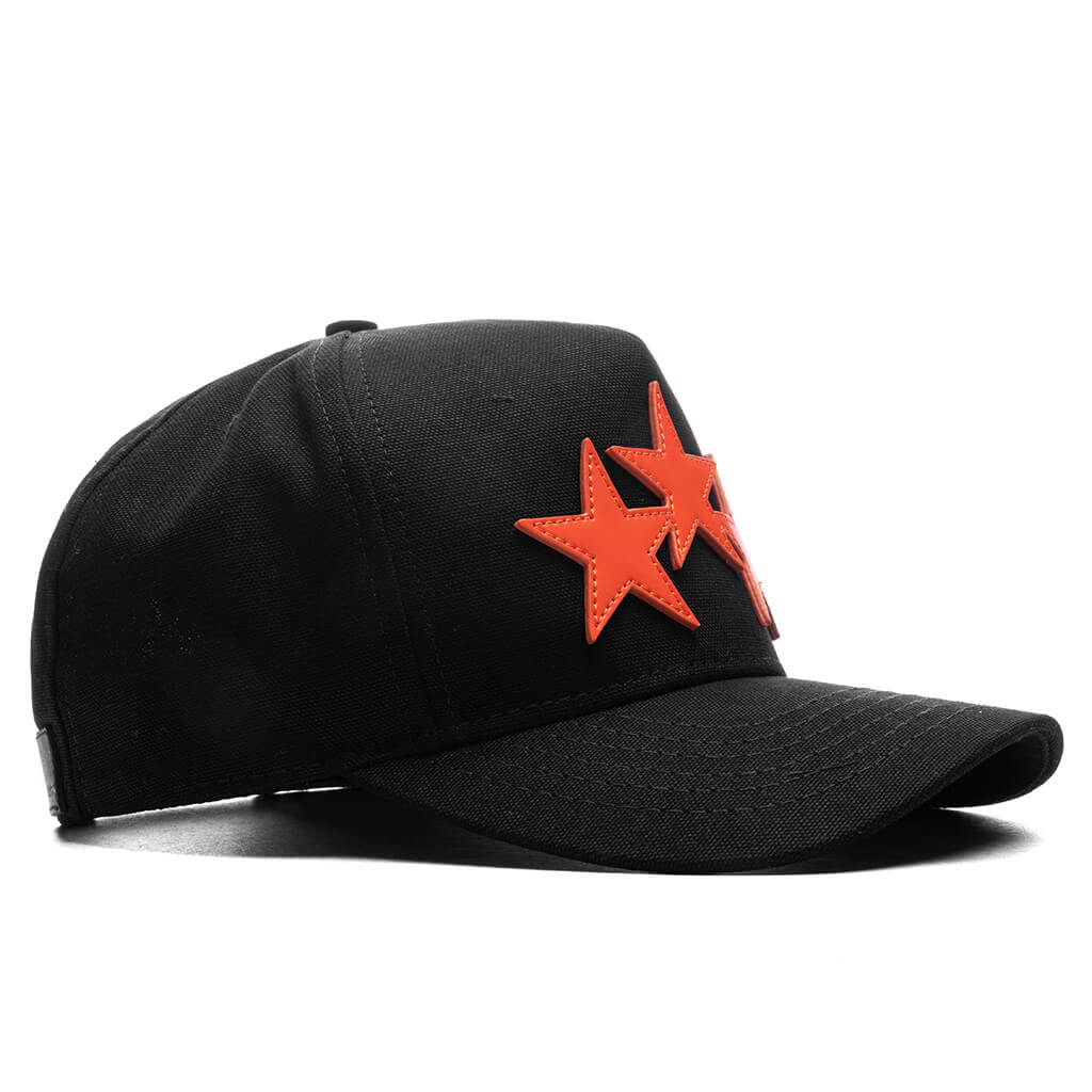 3 Star Canvas Hat Black Orange