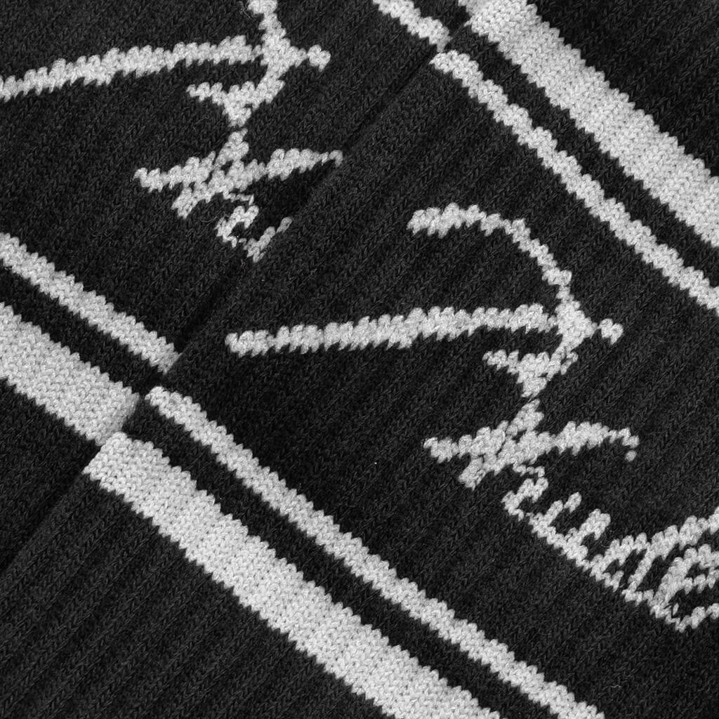 Script Logo Sock Black Light Blue