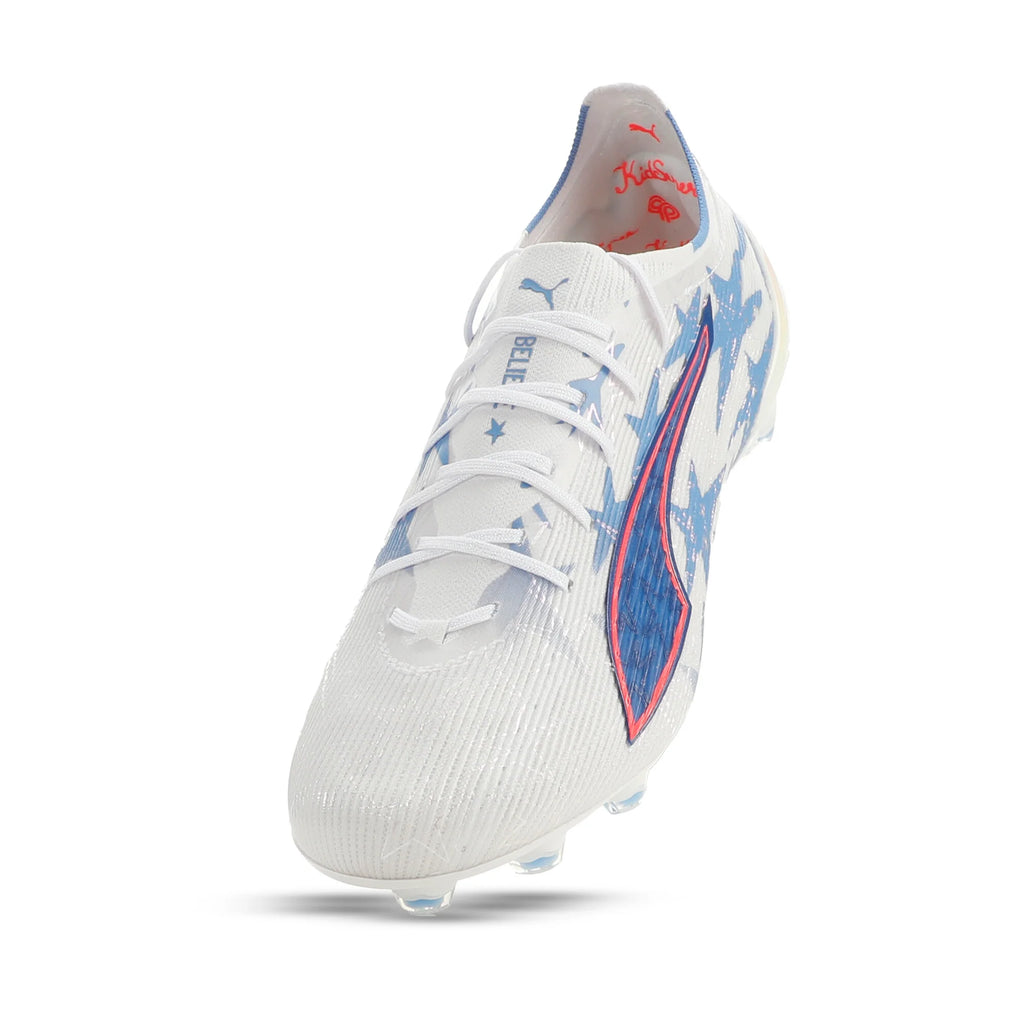 PUMA Ultra 6 Ultimate Kidsuper X CP FG Firm Ground Mens Soccer Cleats White Pink Blue