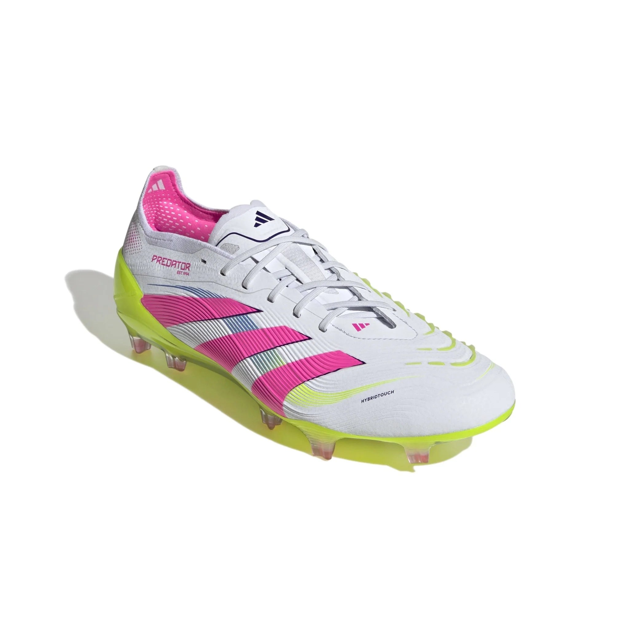 adidas Predator Elite FG Mens Firm Ground Soccer Cleats White Lucid Pink Lucid Lemon