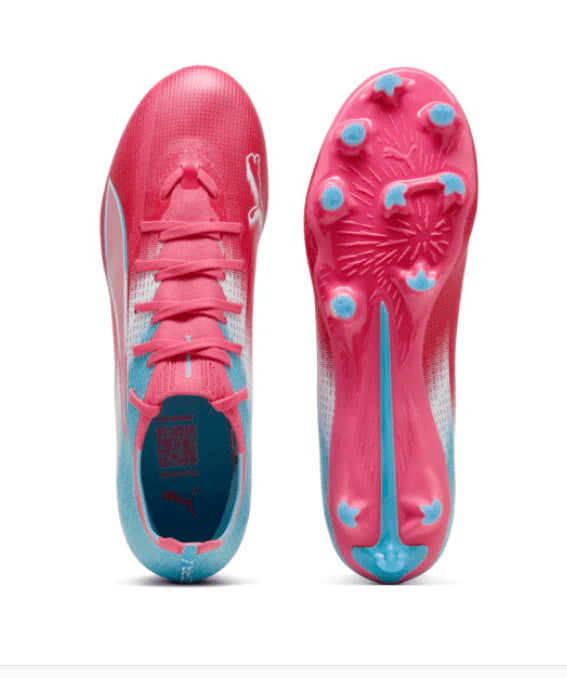 PUMA Ultra 6 Match RE Charge FG AG Firm Multi Ground Soccer Cleats Blue Pink