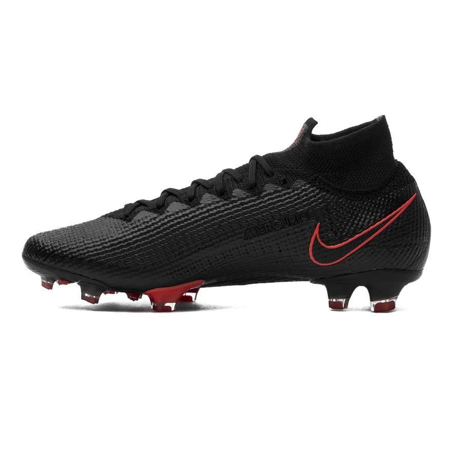 Nike Mercurial Superfly 7 Elite FG Firm Ground Mens Soccer Cleats Black Chile Red Dark Smoke Grey