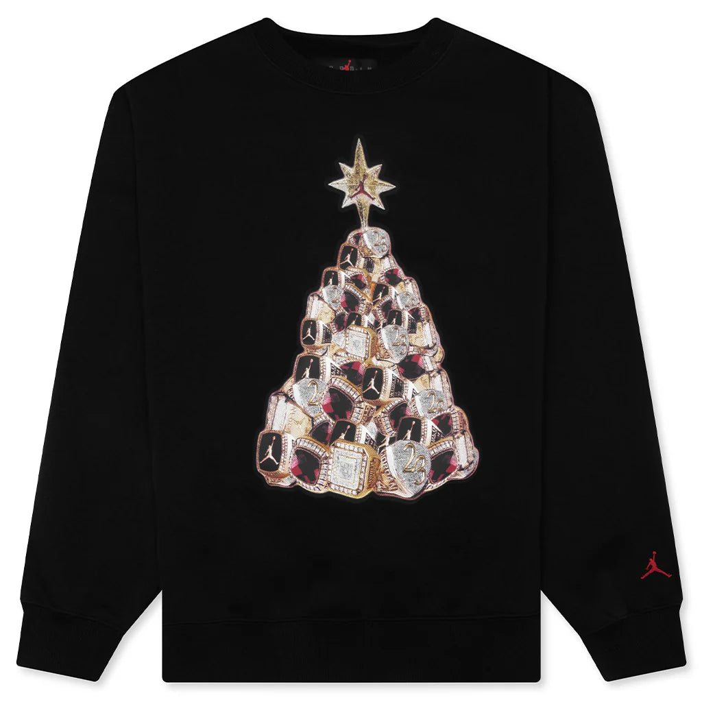 Brooklyn Holiday Fleece Crewneck Black Gym Red