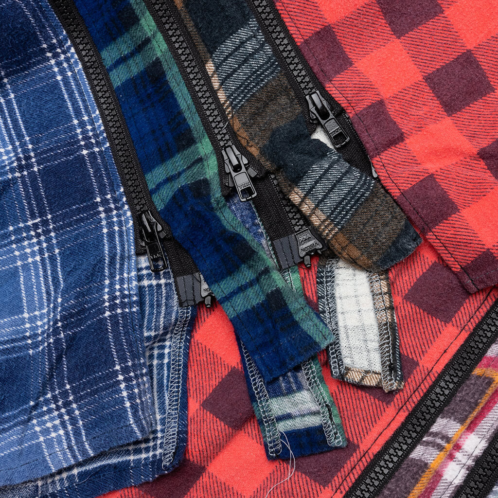 Flannel Shirt 7 Cuts Zipped Wide Shirt Assorted
