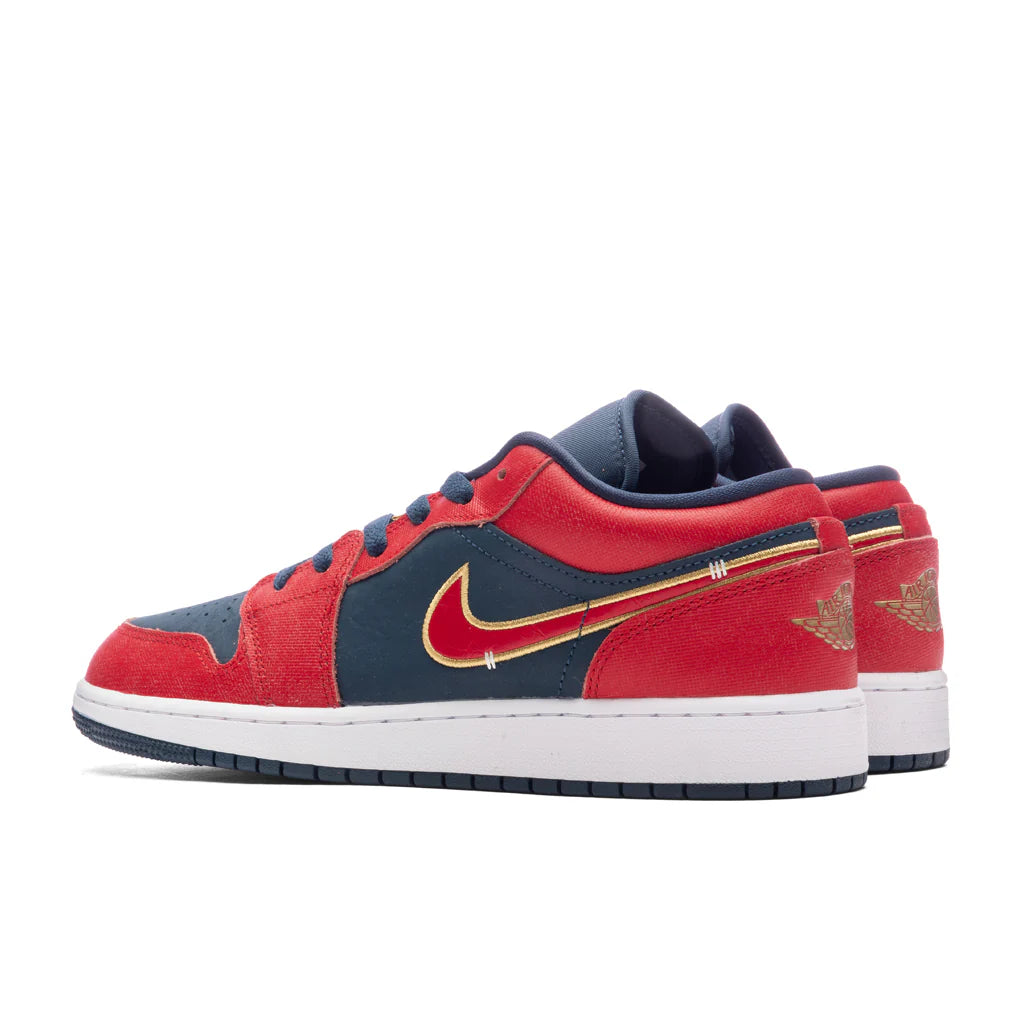 Air Jordan 1 Low SE GS Armory Navy Sport Red Metallic Gold