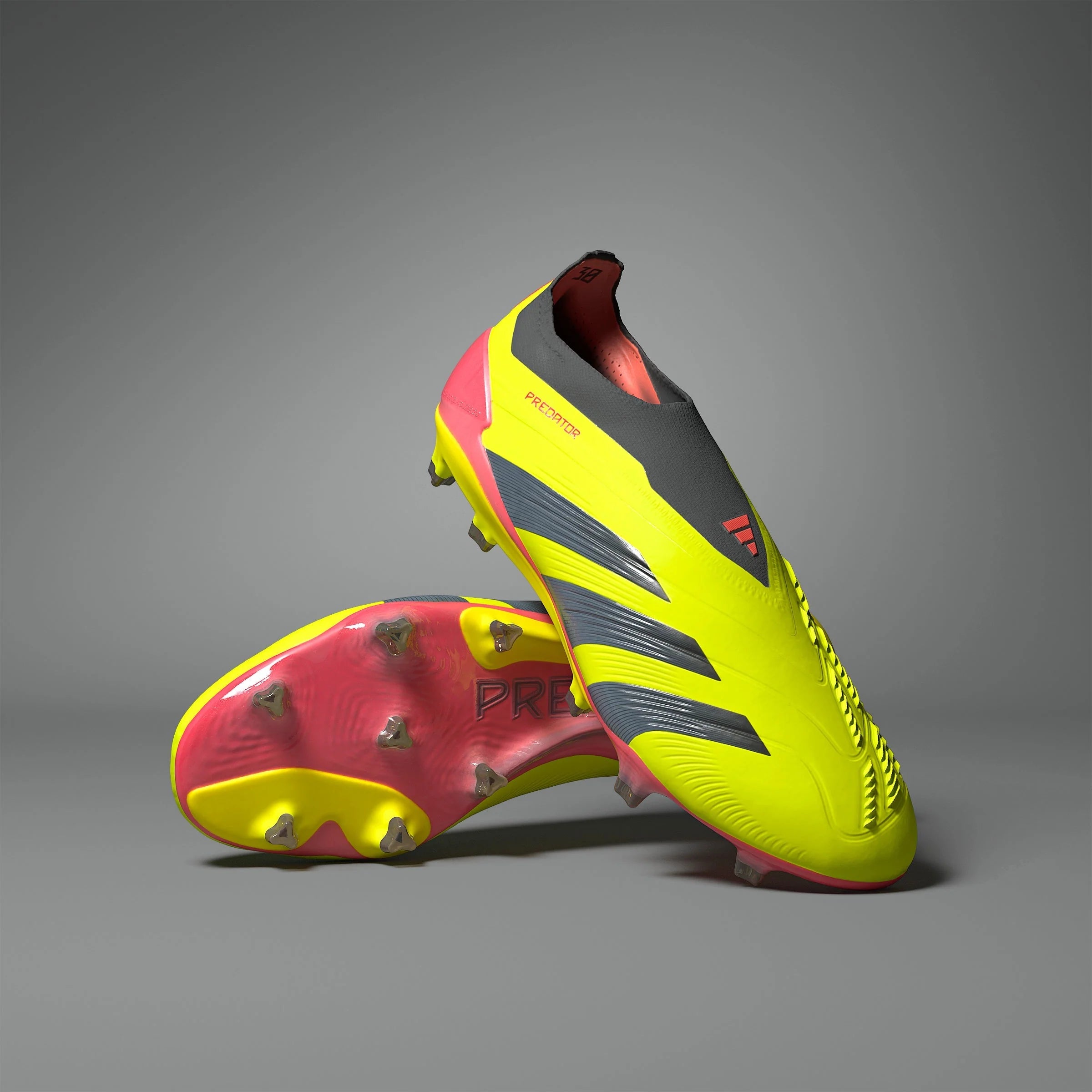 adidas Predator Elite Laceless FG Laceless Firm Ground Soccer Cleats Solar Yellow Black Solar Red