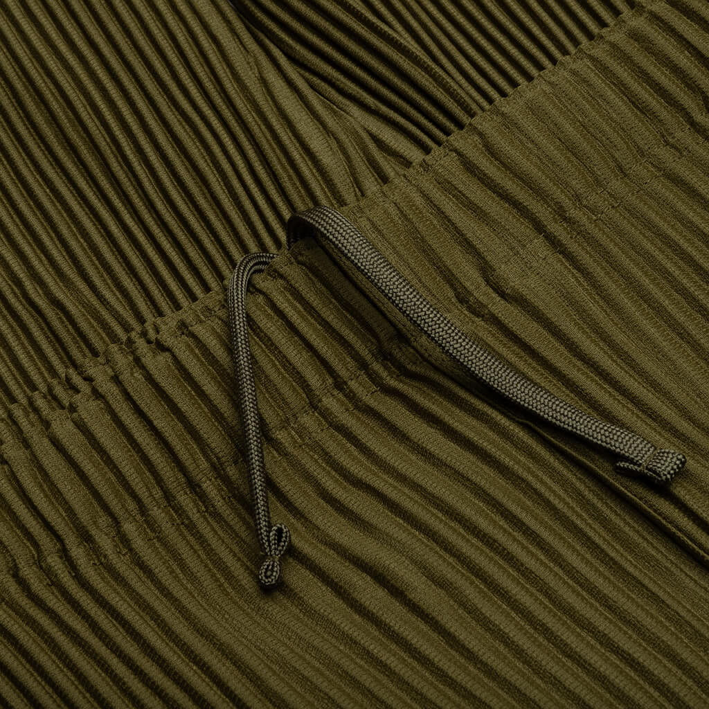 Color Pleats Pants Olive Khaki