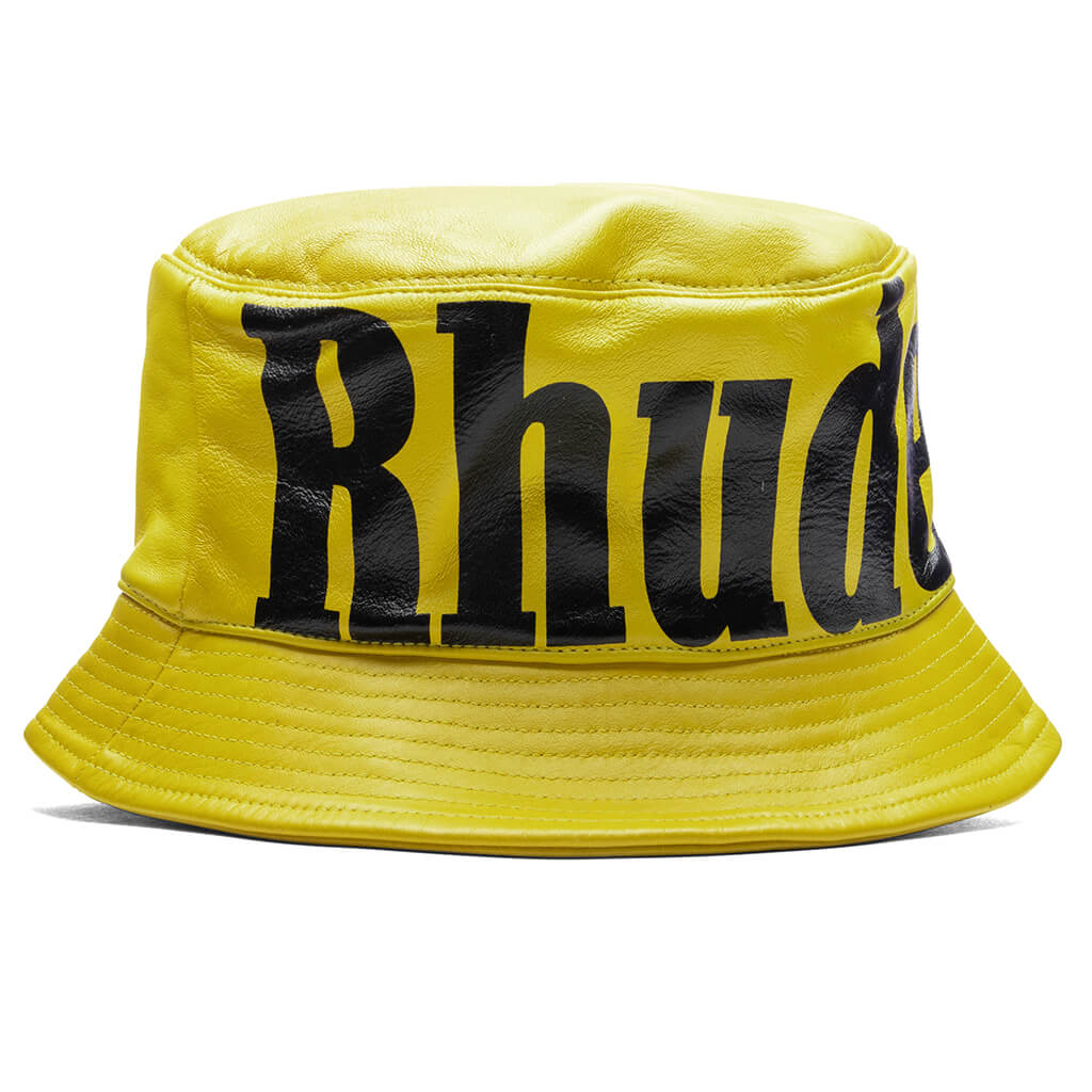 Logo Leather Bucket Hat Mustard