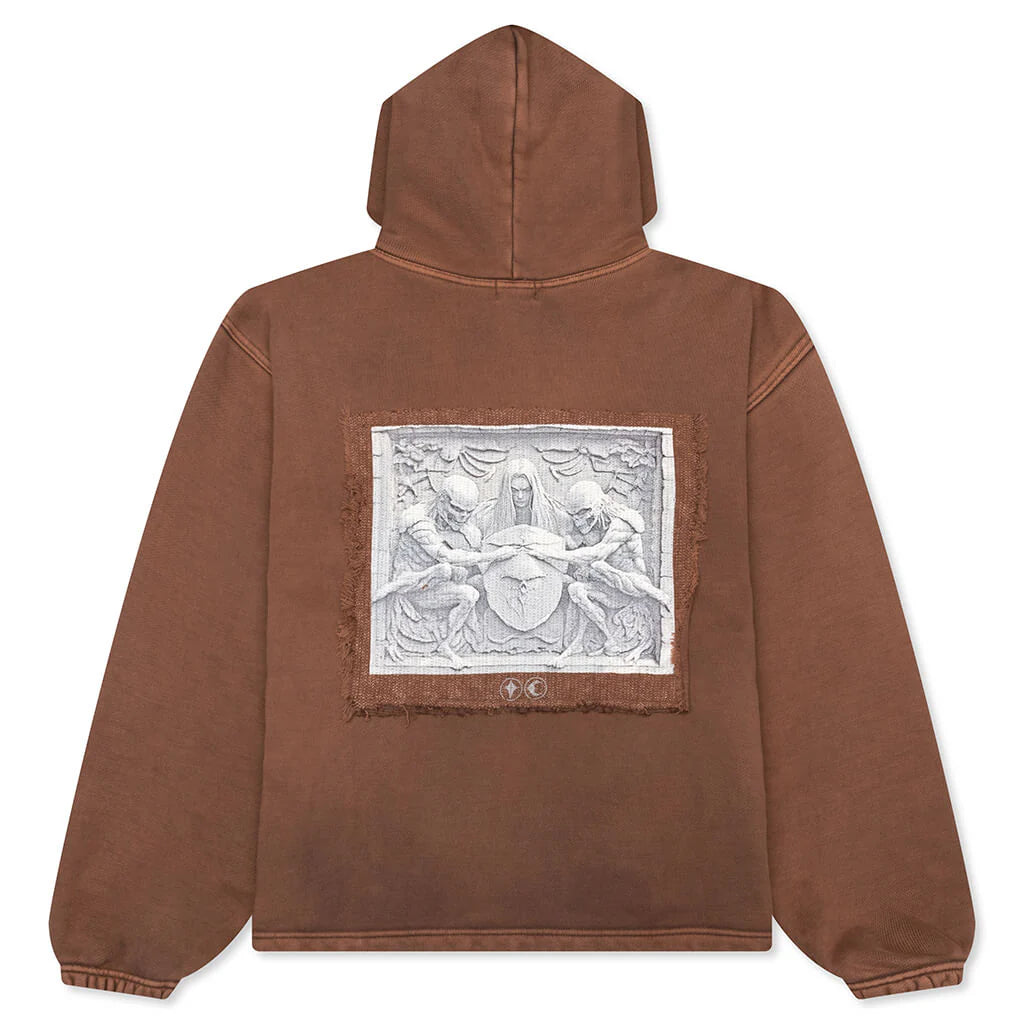 Devil Peace Patch Hoodie Brown