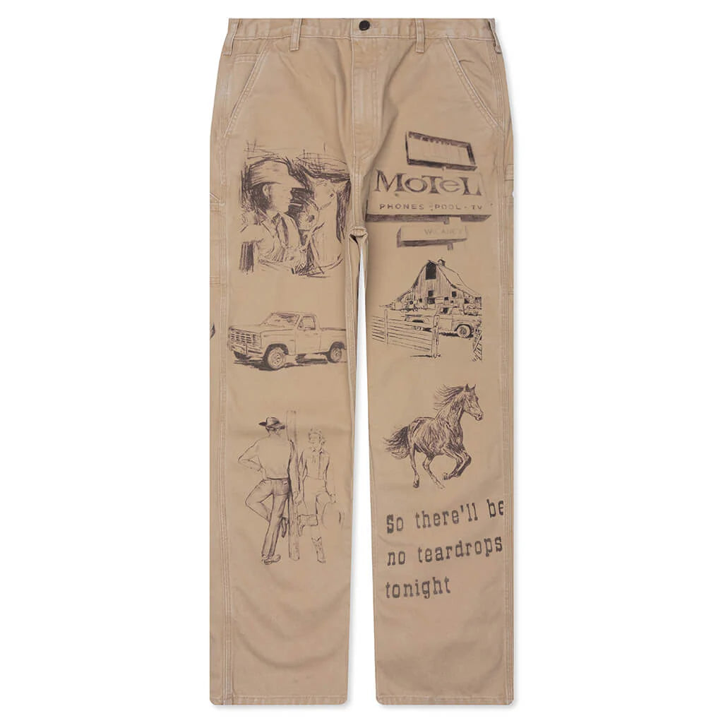 All Over Print Painters Canvas Pant Tan