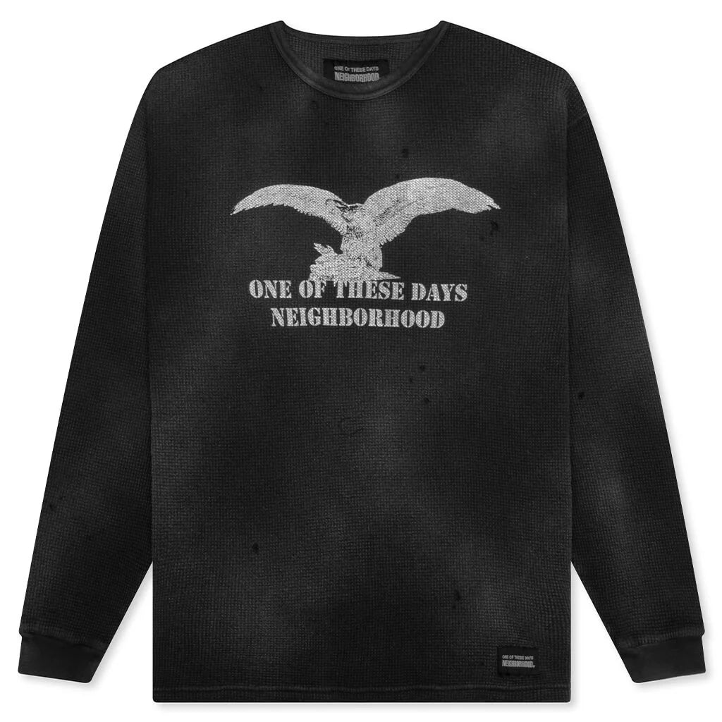 Neighborhood x One of These Days Waffle Fabric L S Crewneck Black