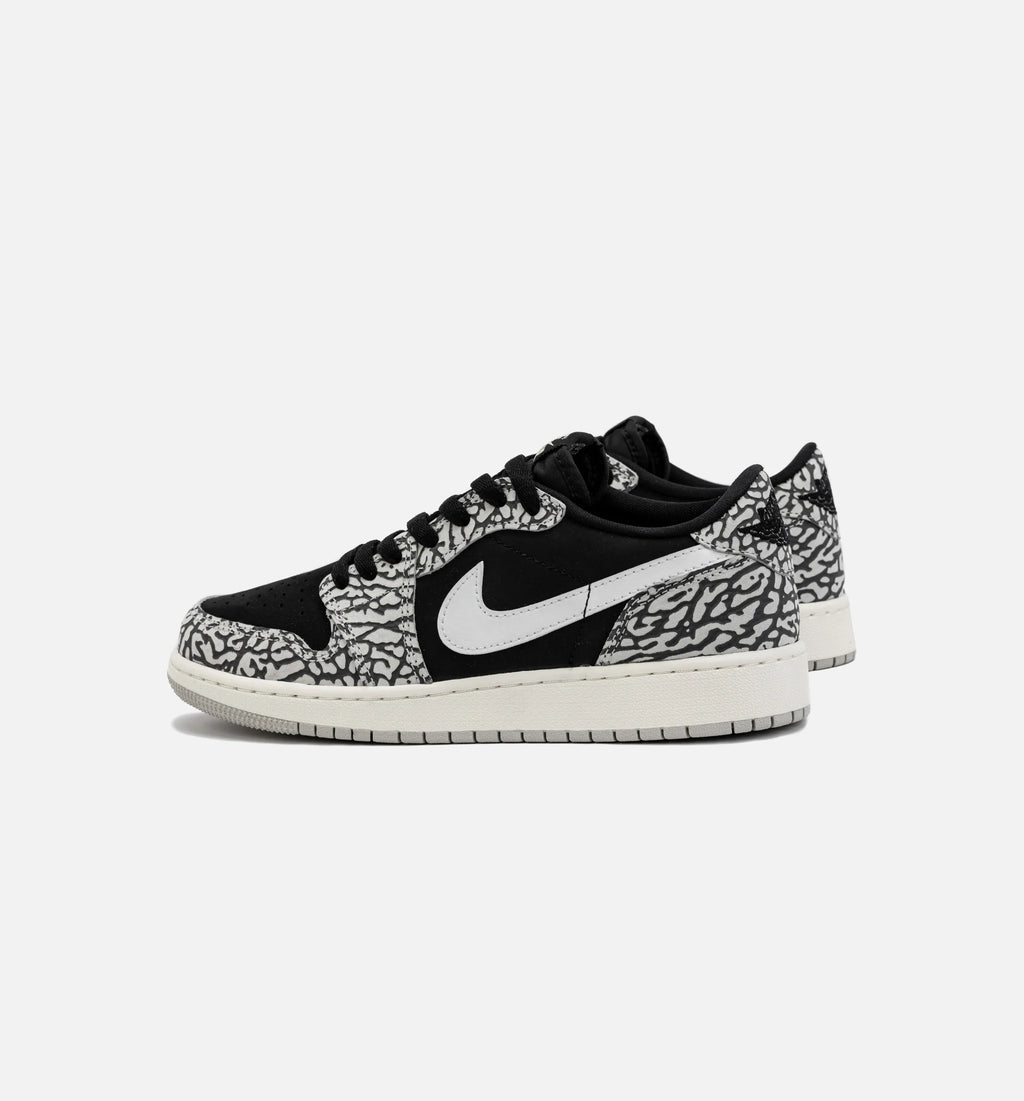 Air Jordan 1 Retro Low OG Black Cement Grade School Lifestyle Shoe Black Grey